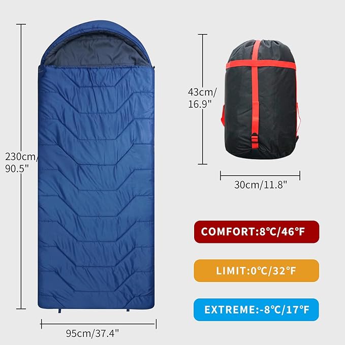 Jumbo Sleeping Bag for Adult&Kids,Cold&Warm Weather with Compression Sack and Water Resistant for Family Camping,Travel and Car Camping