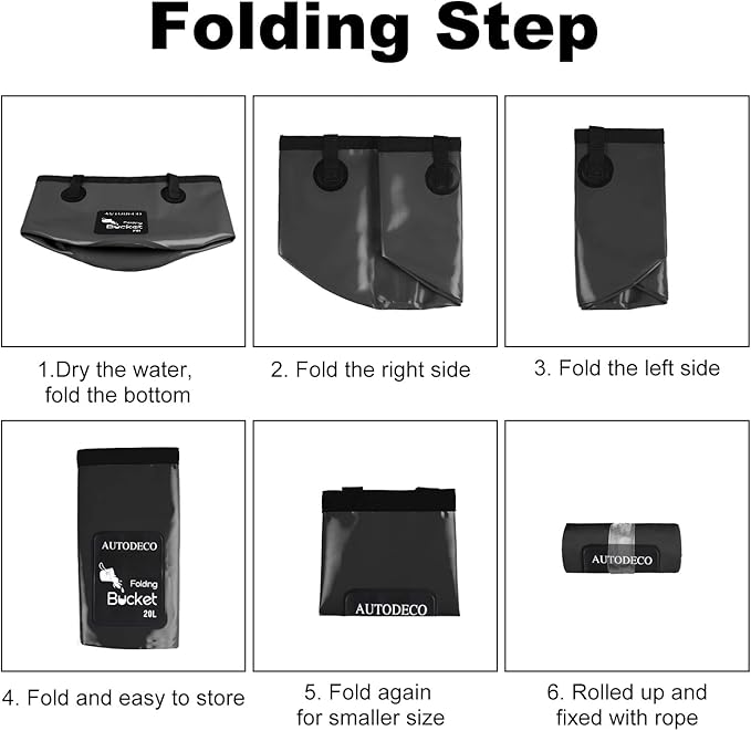 AUTODECO 2 Pack Collapsible Bucket 5 Gallon Container Folding Water Bucket Portable Wash Basin for Outdoor Travelling Camping Fishing Gardening Car Washing 20L