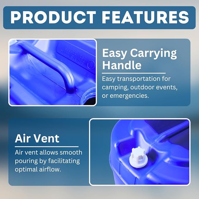 5-Gallon Stackable Water Storage Containers, 5 Gallons Each w/Lids + Spigot, Easy Fill, Survial Supply Emergency Water Storage for Camping and Disaster Preparedness, RV, 40 Gallon (8 Tanks)