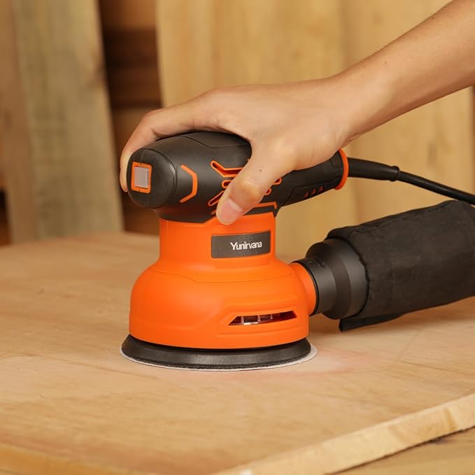 5-Inch Orbital Sander, 2.5 Amp Motor, 15 Pcs Sanding Disc Set, 6-Speed Control (6000-12000 OPM), Efficient Dust Collection for Superior Sanding and Polishing