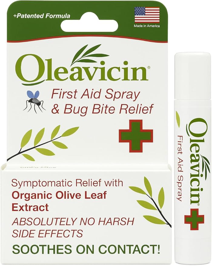 First Aid Spray & Bug Bite Relief for Use on Minor Skin Irritations | Soothing Comfort | Patented Formula | Olive Leaf Extract | Natural | 0.17 oz (5ml) (10)