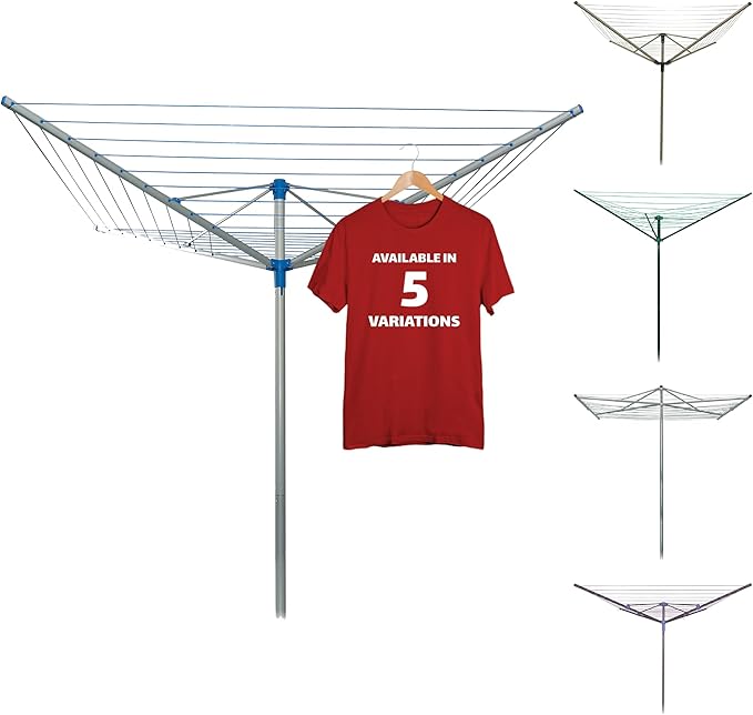 164 FT Umbrella Clothesline Outdoor - Clothes Line Outdoors Aluminum Frame with Ground Socket - Clotheslines for Outside Laundry Drying, Washing Line for Hanging Clothes, Sheets etc.