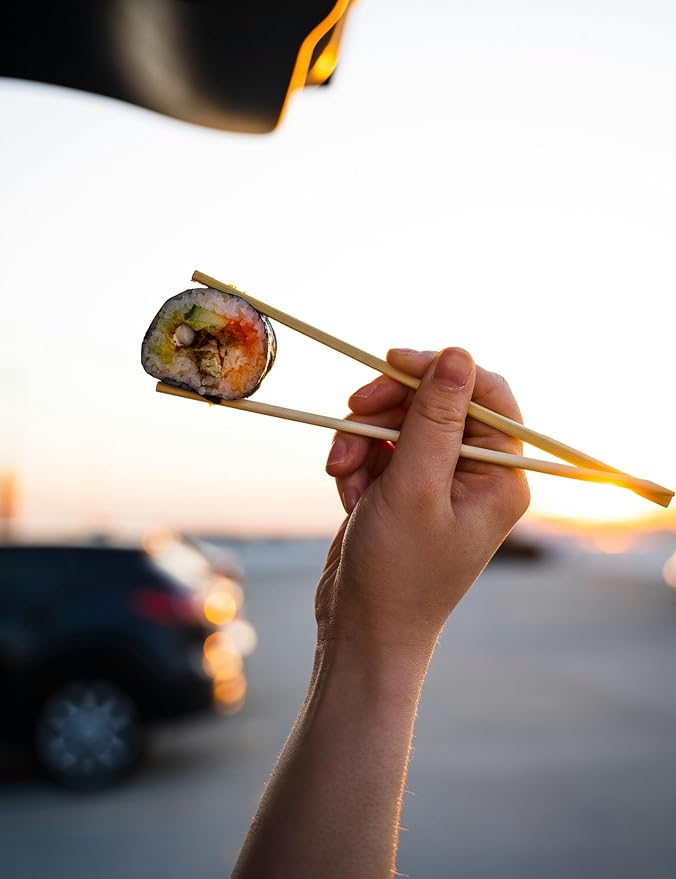 Disposable Chopsticks, 50 Sets - UV Treated Premium Bamboo, Individually Wrapped for Sushi, Chinese, Japanese, and Asian Food