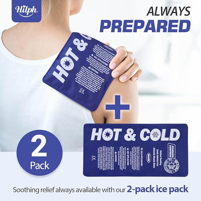 Hilph Reusable Ice Packs for Injuries, 2 Packs Soft Hot and Cold Gel Ice Packs with Adjustable Strap, Flexible Ice Wrap for Joints & Muscle Pain for Back, Shoulders, Head, Legs & More (10.8" x 5.5")
