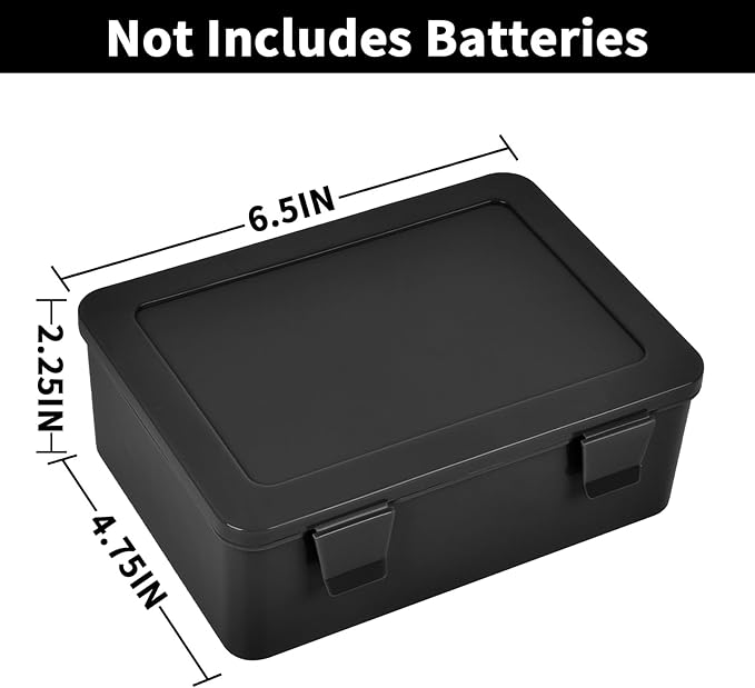 FULLCASE Battery Storage Organizer Holder Holds 54 AA AAA Batteries, Box Cases Garage Container, Home Drawer Organization Dispenser (Case Only) Black