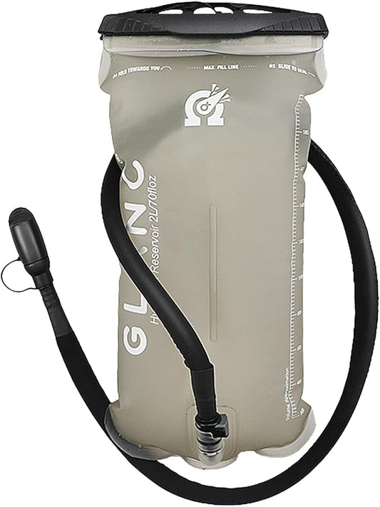 GLANC Hydration Bladder - 2L Water Bladder with Cleaning Kit for Outdoor Hiking Backpack, BPA Free Leakproof Water Reservoir for Hydration Pack, Insulated Hose & High Flow Bite Valve