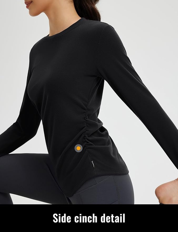 baleaf Womens Thermal Shirts Fleece Lined Long Sleeve Tops Workout Base Layer Slim Fit Cold Weather Gear