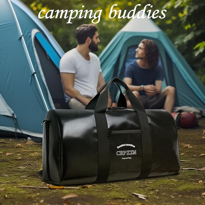 fireproof waterproof travel duffle bag,fireproof bag with lock，Waterproof is suitable for indoor storage, travel, camping and other scenarios (black, 17 * 10 * 8.6 inch)