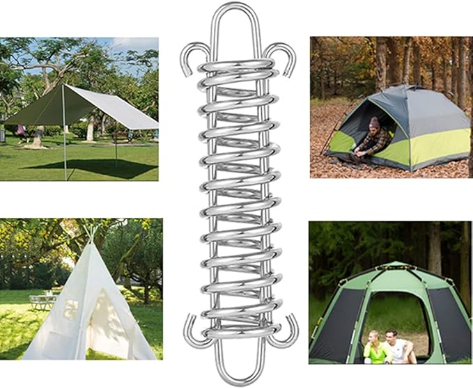 4Pcs Tent Fixed Buckle Wind Rope Buckle Steel Fixed Buckle Tent Wind Spring for Camping Hiking,Chrome Plated Spring for Hammock Chair