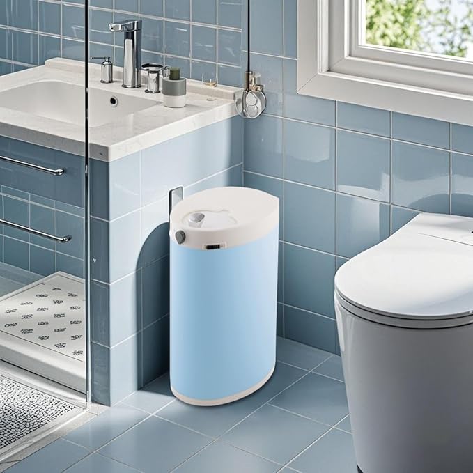 Diaper Pail, Baby Diaper Trash Can with Childproof Lock, Stainless Steel Garbage Pail with lid, Soft Close, Removal Inner Liner, Odor Control, 15 Liter/ 4 Gallon Diaper Disposal Bin, Blue