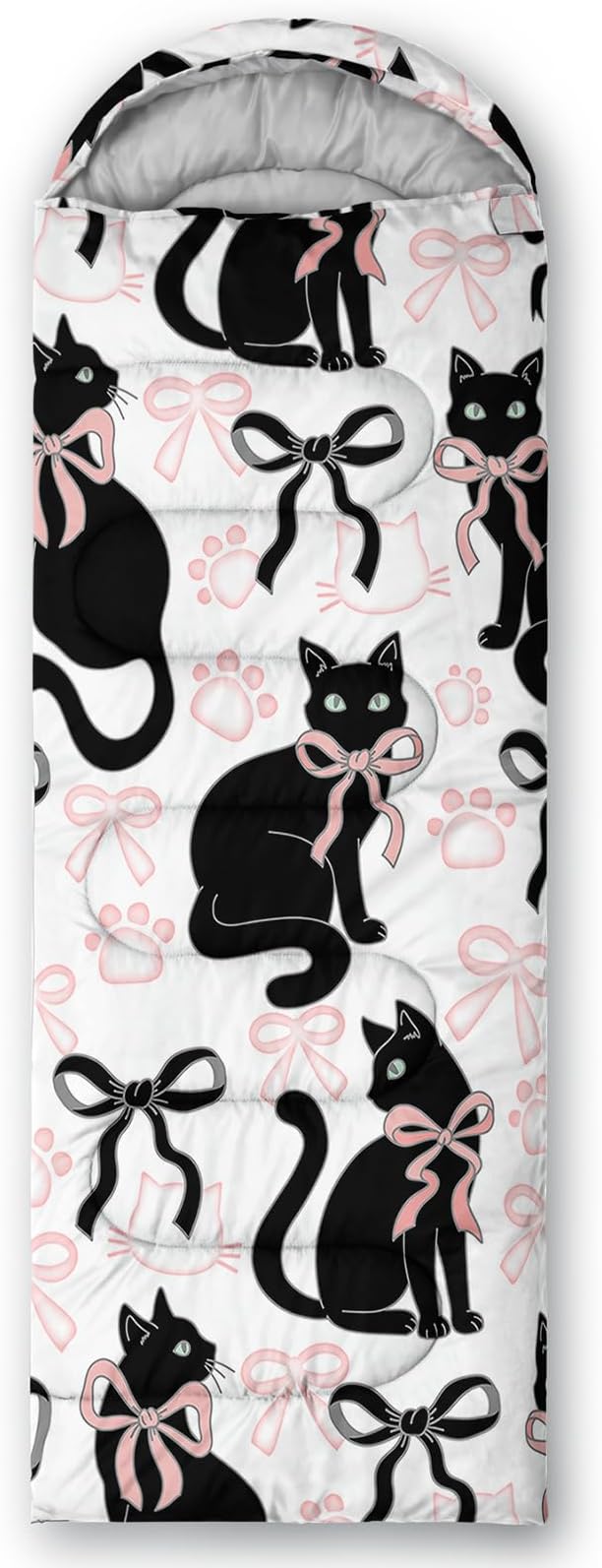 AILONEN Pink Lovely Rabbit Sleeping Bag for Girls Kids Adults,Warm and Cool Weather,Lightweight,Waterproof Backpacking,Cartoon Flowers Printed Bunny Sleeping Bag for Camping