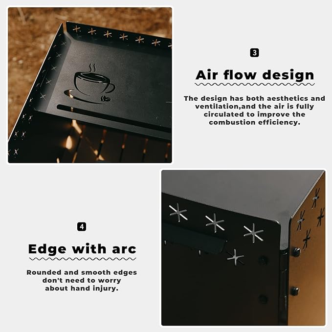 HIKEAMN Camping Stove Windscreen - Outdoor Folding Gas Stove Windshield,Camping Wind Blocker with a Storage Bag for Camping,Hiking,Picnic,Cooking (black)