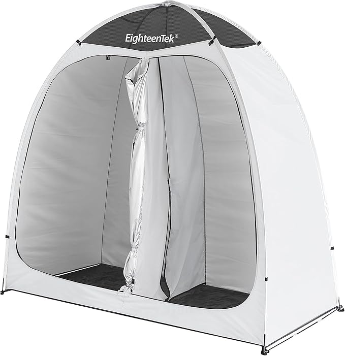 EighteenTek Shower Tent Camping, 2-Room Portable Changing Room, Outdoor Shower Enclosure, Pop Up Privacy Tent Shelter with Floor & Doors, Waterproof & Lightweight, Camping Toilet Bathroom