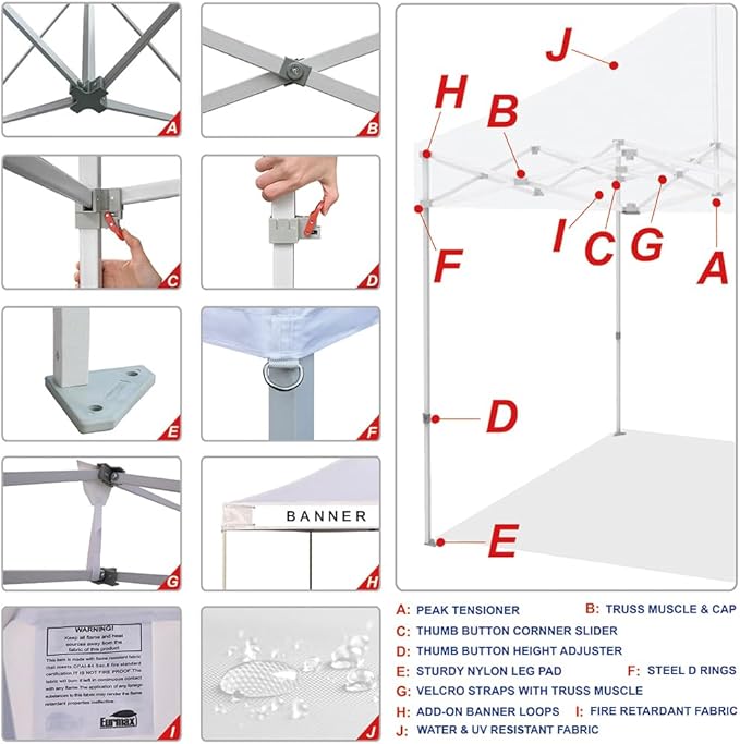 Eurmax USA 10 x 10 Pop up Canopy Commercial Tent Outdoor Party Canopies with 4 Removable Zippered Sidewalls and Roller Bag Bonus 4 Canopy Sand Bags & 24 Squre Ft Extended Awning(Red)