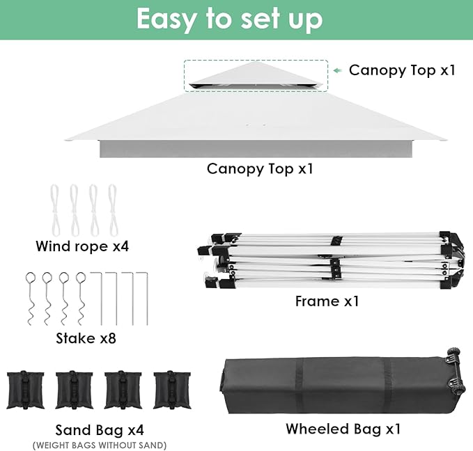 TLSUNNY 13X13 Pop Up Canopy Tent, Camping Shader W/Overhanging Eaves & Sand Bag, Outdoor Gazebo Shelter W/One Push Setup & Wheeled Bag, Height Adjustable, for Patio, Market, Party (White, 13FTX13FT)