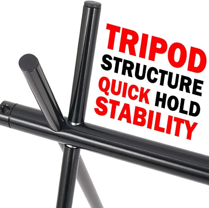 Foldable Tripod Camping Hanging Rack - 4 Hooks Outdoor Cookware Storage Portable, Outdoor Camping Folding Rack