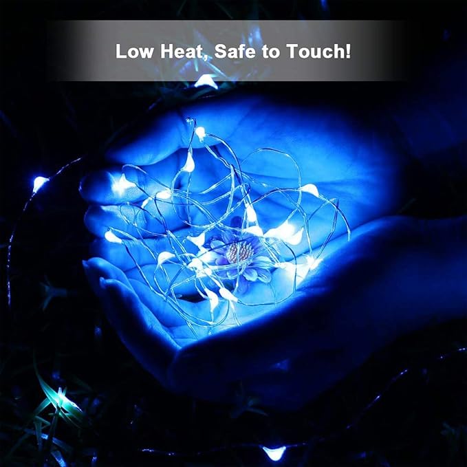 Blingstar USB Powered Fairy Lights, 2 Pack 33Ft 100 LED, Flexible Silver Wire, Mini String Lights for Indoor Christmas Tree/Halloween/Bedroom/Dorm/Party Decoration, Blue