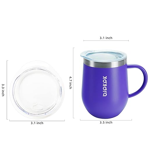 BJPKPK 2 pcs Insulated Coffee Mug, 12 oz Stainless Steel Insulated Coffee Tumbler with Lid for Hot Drinks & Cold Drinks-Purple