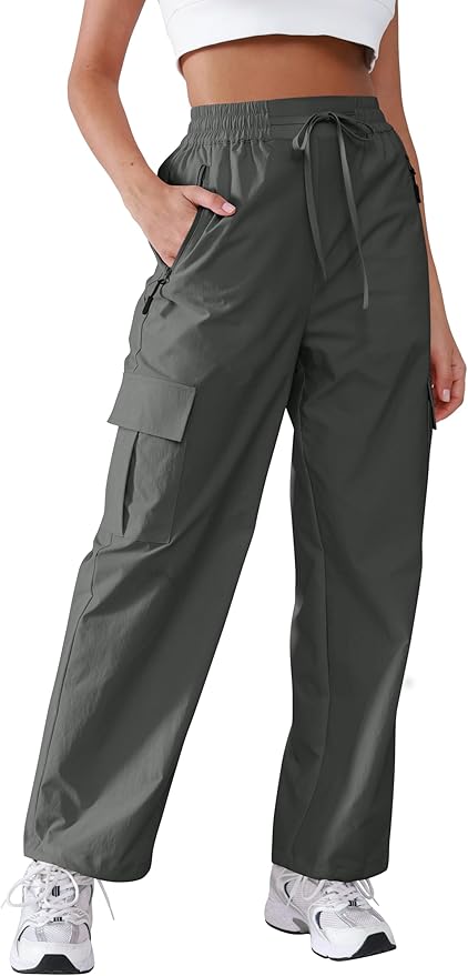 Hiking Pants Women Lightweight Cargo Pants Quick Dry Water Resistant Outdoor Travel Pants with Zipper Pockets