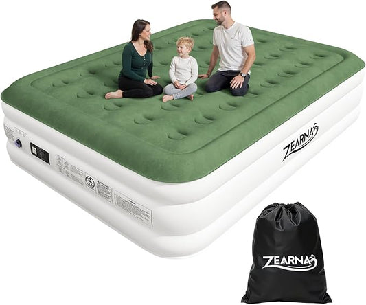 2025 Upgraded Queen Air Mattress with Built in Pump，16'' Comfort Blow up Mattress, Quiet Surface Portable Inflatable Mattress, Air Bed with Storage Bag for Guests, Home, Camping, 660 lbs Max