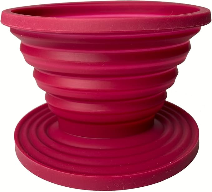 2 Pieces Attsky Collapsible Pour Over Coffee Dripper for Camp Coffee, Reusable Silicone Coffee Filter Holder for Camping Red