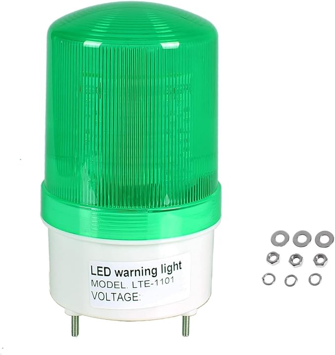 Industrial LED Rotating Strobe Beacon Warning Lights, Electrical Revolving Signal Lights for Emergency, 110v AC, Green, with Buzzer