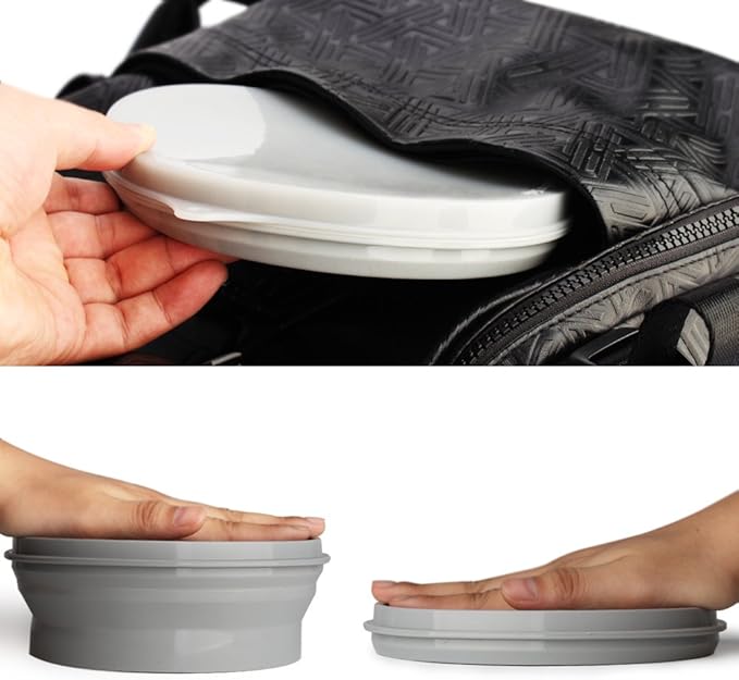 IYYI ME.FAM Silicone Collapsible Bowl with Lid - 800ML Folding Travel Bowl for Camping, Hiking - Heat Resistant
