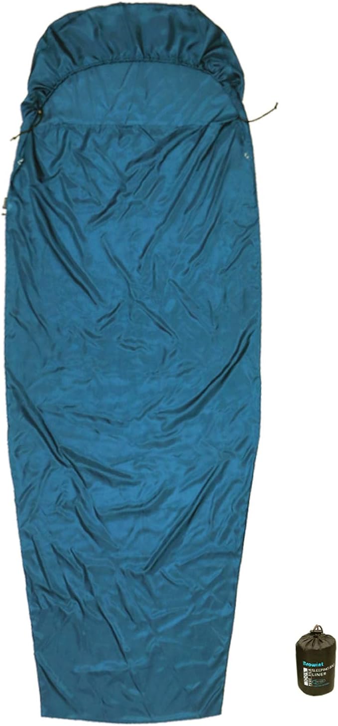 BROWINT Silk Sleeping Bag Liner, Silk Sleep Sack, Extra Wide 87"x43", Lightweight Travel Sheet for Hotels, More Colors for Option, Reinforced Gussets