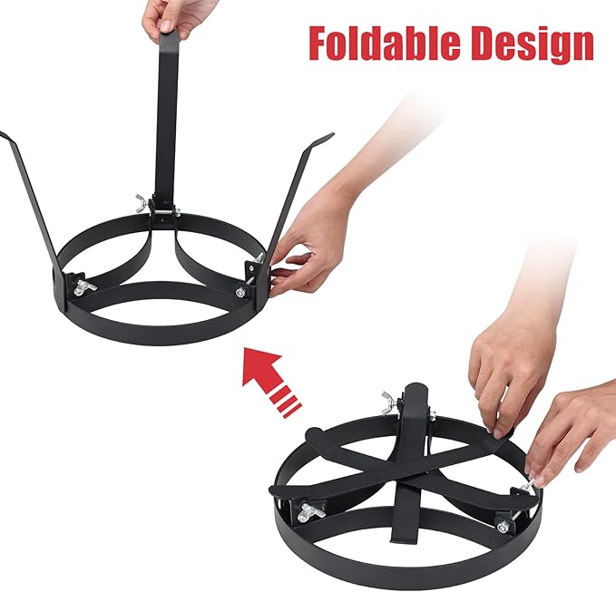 Cooking Tripod for Campfire, 9.8Inch Durable Steel Campfire Tripod for Cooking for Dutch Oven Outdoor Cooking, Foldable Fire Pit Stand with Black Heat Resistant Coating