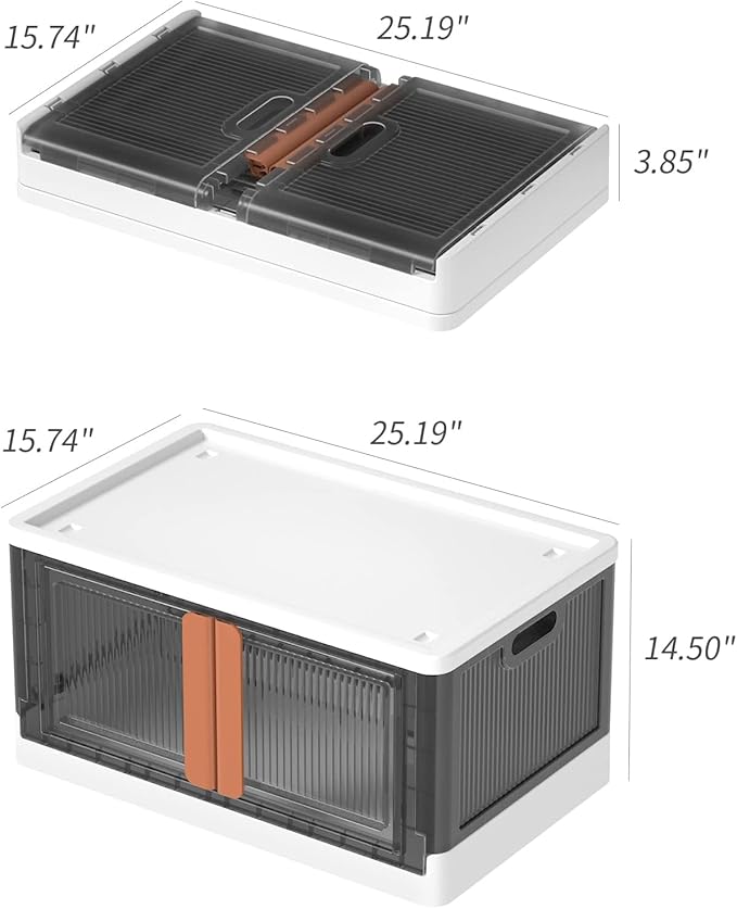 HAIXIN Storage Cabinet, 19 Gal Folding Storage Box, Stackable Cube Storage Organizer, White, 25.19 x 15.74 x 14.5 inches, 1 Pack