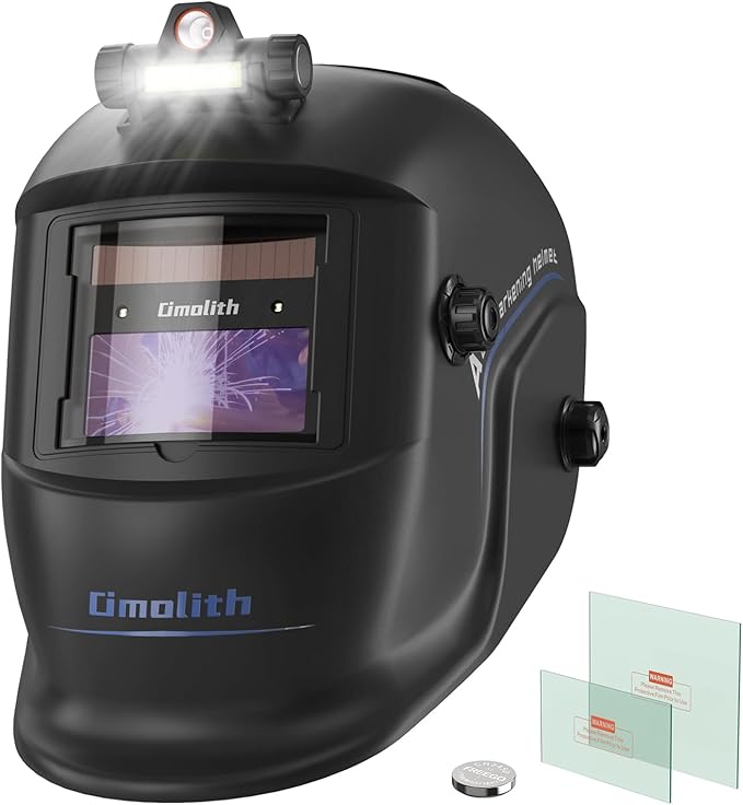 1/1/1/1 True Color Auto Darkening Welding Helmet with light, Solar Powered Wide Shade 4/9-13 for TIG MIG Stick Weld Hood Mask