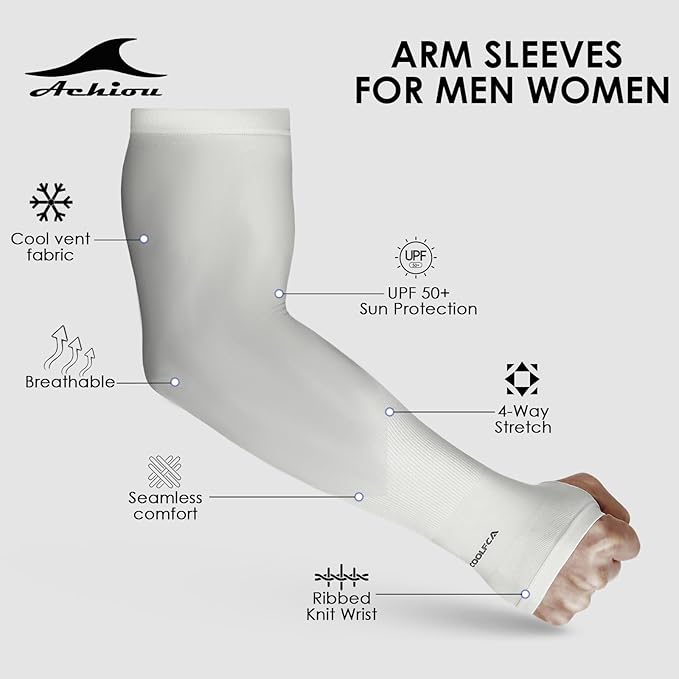 Achiou Arm Sun Sleeves Compression UV Protection Cooling for Men Women Summer Sunblock Basketball Football, Cover Arms Tattoo