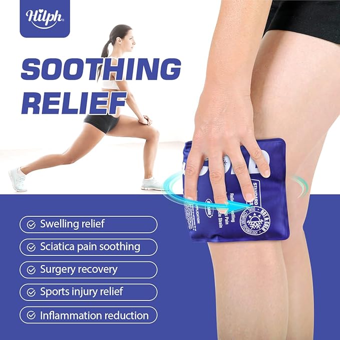Hilph Ice Packs for Injuries Reusable, 6 Pack Soft Hot and Cold Gel Ice Pack Set for Pain Relief, Swelling, Bruises, Inflammation and Post Surgery Recovery, Ideal for Head, Ankle, Knees and Neck