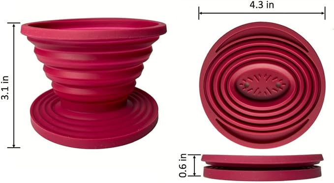 Collapsible Pour Over Coffee Dripper for Camp Coffee, Reusable Silicone Coffee Filter Holder for Camping Red