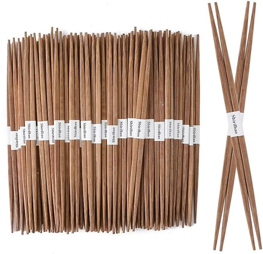 100 pairs Disposable Bamboo Chopsticks Separated With Paper Band To Go Chop sticks Double Pointed, 9.5 Inch(Brown)