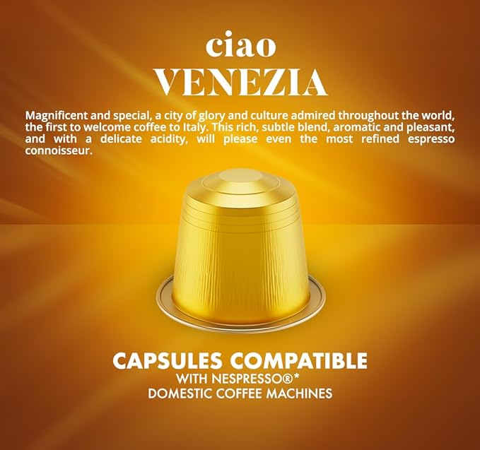Caffe Borbone Aluminum Coffee Pods, Ciao Venezia, Medium Roast, Full-Bodied and Sweet, Genuine Italian Espresso - Compatible with Nespresso Original, NOT compatible with Vertuo - 100 Count