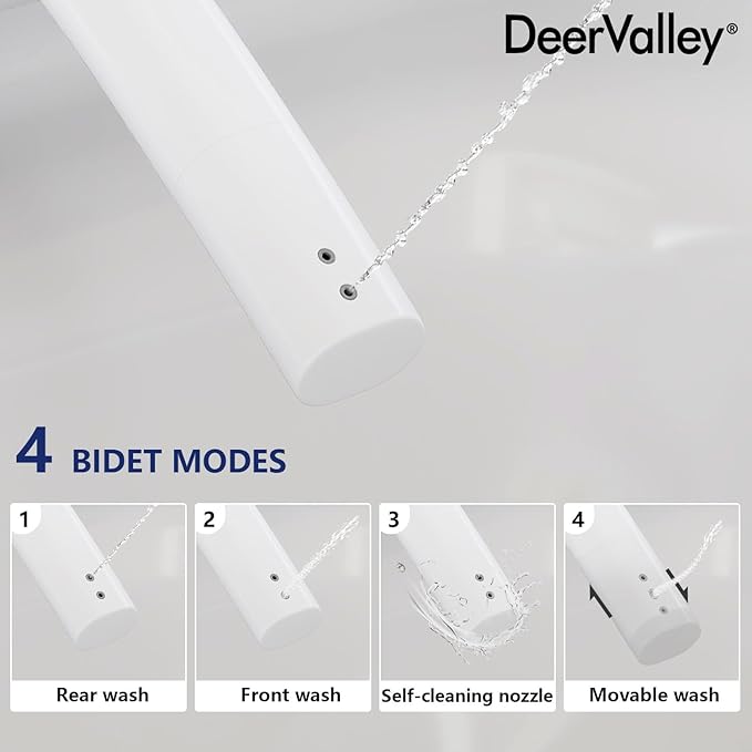 DeerValley Smart Toilet With Bidet Built in, Smart Bidet Toilet with Powerful Flush, Smart Toilet ADA Height, Cleaning Foam Dispenser, Foot Sensor, Warm Dryer, Heated Seat & Night Light, LED Display