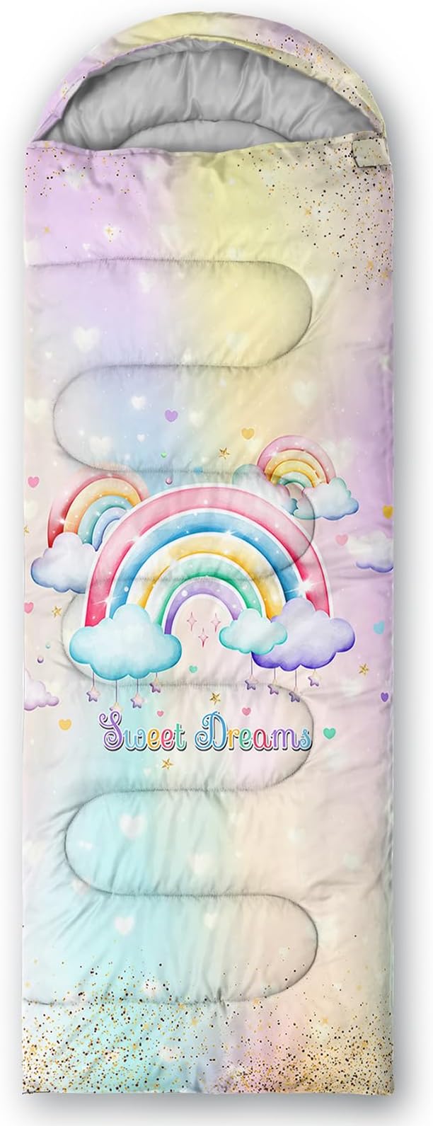 AILONEN Pink Lovely Rabbit Sleeping Bag for Girls Kids Adults,Warm and Cool Weather,Lightweight,Waterproof Backpacking,Cartoon Flowers Printed Bunny Sleeping Bag for Camping