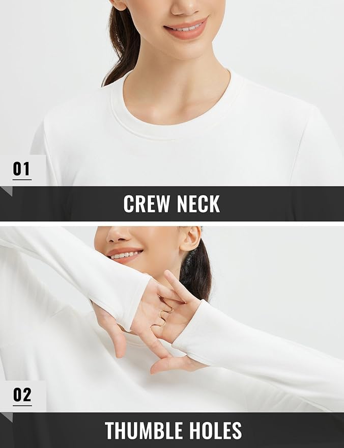 baleaf Womens Thermal Shirts Fleece Lined Long Sleeve Tops Workout Base Layer Slim Fit Cold Weather Gear