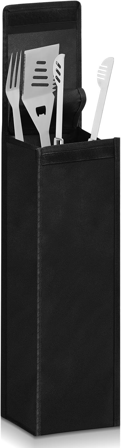 Amylove Grill Storage Bag BBQ Tool Storage Black Container for Utensils Waterproof Oxford Cloth Grill Tool Holder Foldable BBQ Utensil Holder with Handle for Camping Hiking(1 Pcs)