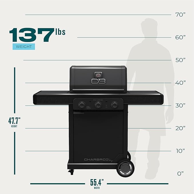 Char-Broil® Pro Series™ with Amplifire™ Technology 3-Burner Propane Gas Grill and Griddle Cabinet, Black - 463365124