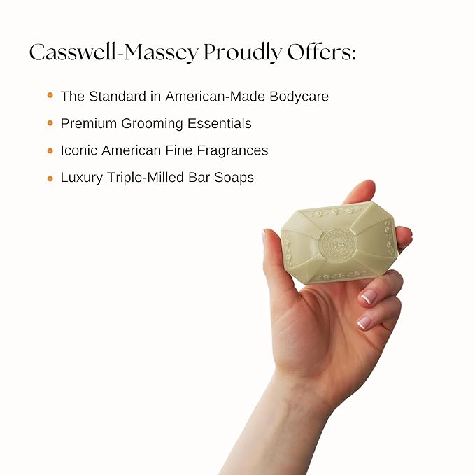 Caswell-Massey Almond Natural Bar Soap for Men & Women, Moisturizing Body Soap Bar for All Skin Types, Made with Essential Oils & Plant-Based Formula for Soft Skin, Made in USA, 5.8 oz