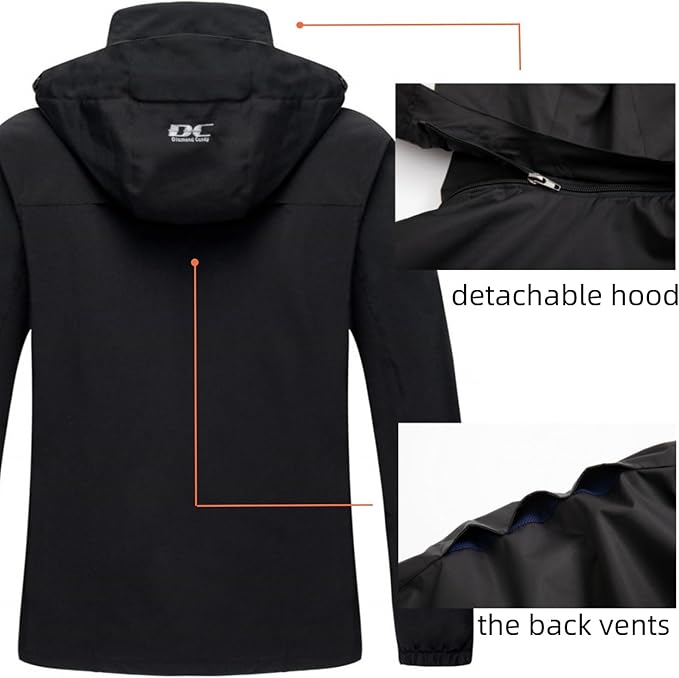 Diamond Candy Men's Hooded Waterproof Jacket Lightweight Rain Jacket Outdoor Casual Sportswear