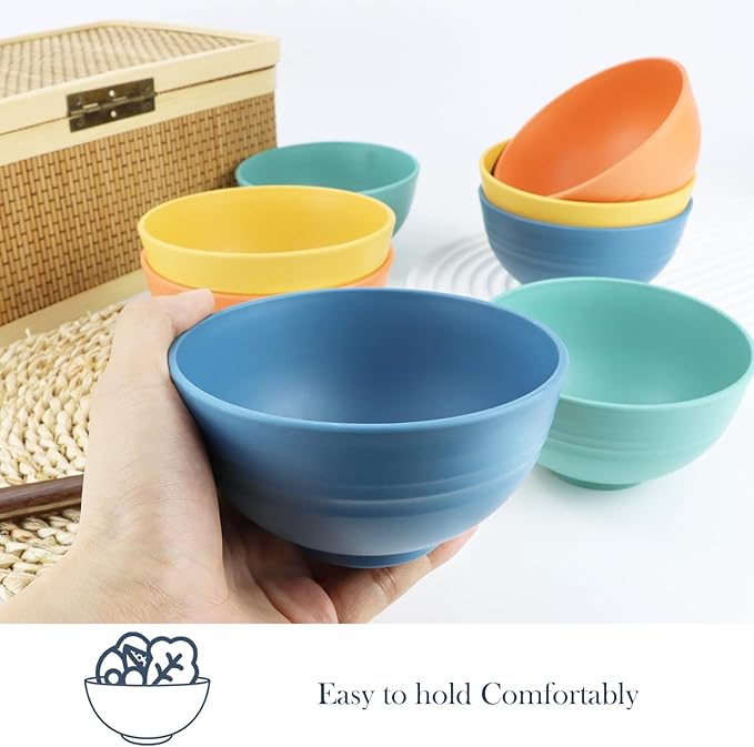 Homienly Wheat Straw Small Bowls, Dessert Bowls for Kids, Kitchen, Party, Unbreakable Lightweight Snack Bowl, Mini Bowl for Fruits, Yogurt, Microwave and Dishwasher Safe Bowl Set (Multi, 10 OZ)