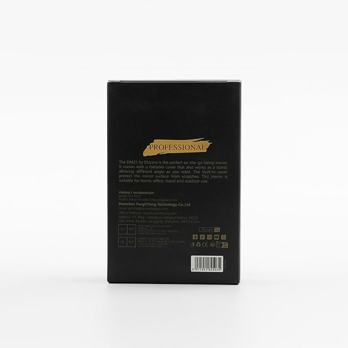 DUcare Mini Folding Mirror Portable Travel PU Portable Adjustable Rectangular Ultrathin Vanity Mirror with Stand, for Travel, Camping,Home