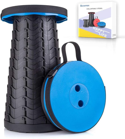 Boreeman Upgraded Folding Stool Lightweight Yet More Sturdy with Load Capacity 400lbs Portable Collapsible Stool for Camping Fishing Hiking BBQ (Blue)