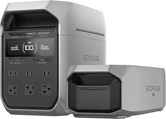 EF ECOFLOW Portable Power Station DELTA 3 Plus with Smart Extra Battery, Expand Capacity from 1024Wh to 2048Wh, Solar Generator for Emergency, Home Backup, Outdoor Camping