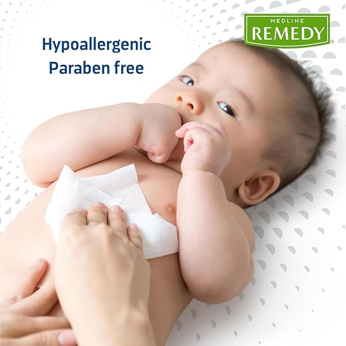 Medline Remedy Clinical 3-in-1 Barrier Cream Cloth, 8 count (1 Pack), 8 x 8 in Adult Wet Wipes, Vanilla Scent, Incontinent Care, Dimethicone, Irritated Skin, Soothing, Nourishing, Gentle