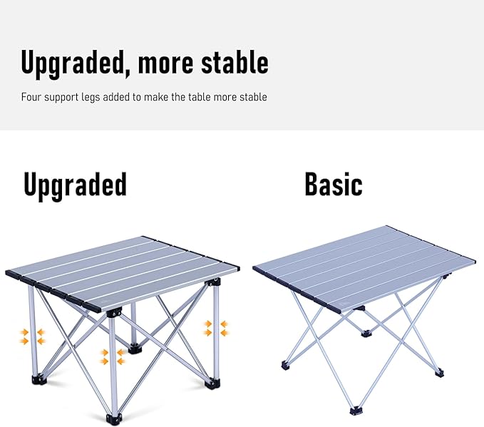 iClimb Ultralight Compact Camping Folding Table with Carry Bag (Reinforced Silver - S)