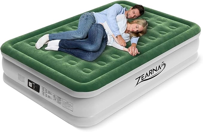 Air Mattress Queen with Built in Pump - Upgraded Blow Up Bed, 2 Mins Quick Self Inflatable with Double Air Chamber, 18"/650lbs Max, All Night No Lost Air, for Camping,Home,Portable Travel